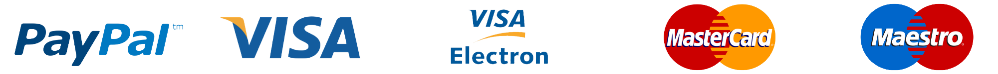 Accepted payment methods, Paypal, visa, visa electron, mastercard, maetro