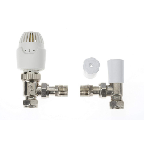15mm Drayton RT212 Angled Thermostatic Radiator Valve + Manual Radiator Valve 
