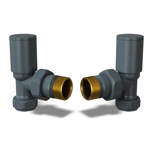Modern Round Radiator Valves Angled Anthracite â€“ Pair