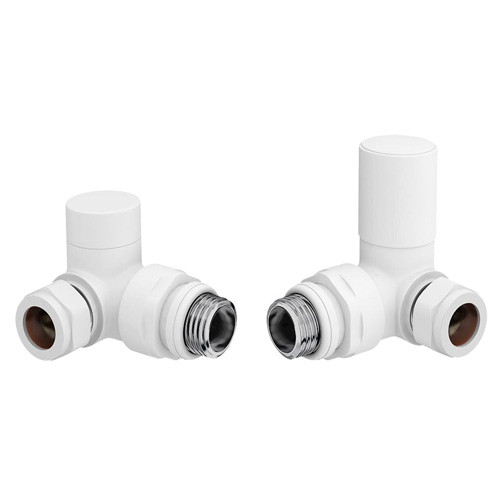 Modern Round Radiator Valves Corner White - Pair