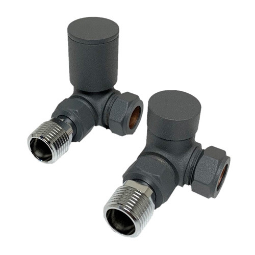Modern Round Radiator Valves Corner Anthracite â€“ Pair