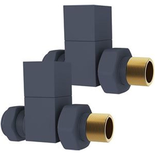 Modern square radiator valves straight anthracite