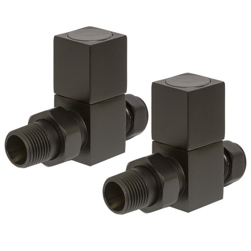 Modern square radiator valves straight black