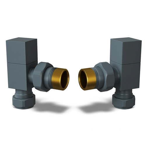 Modern square radiator valves angled anthracite