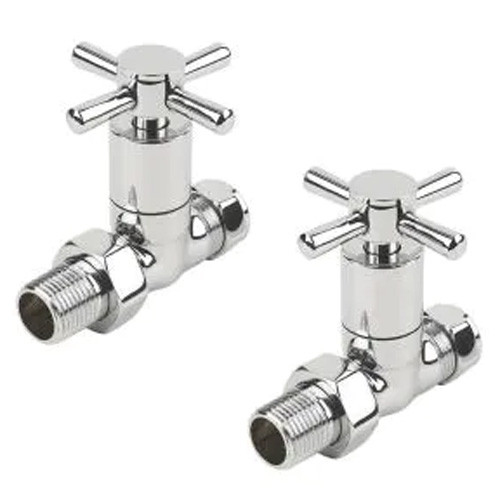 Modern cross head straight radiator valves chrome