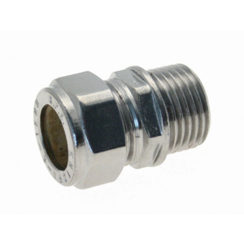 15mm x ½" Chrome Compression Male Coupling 
