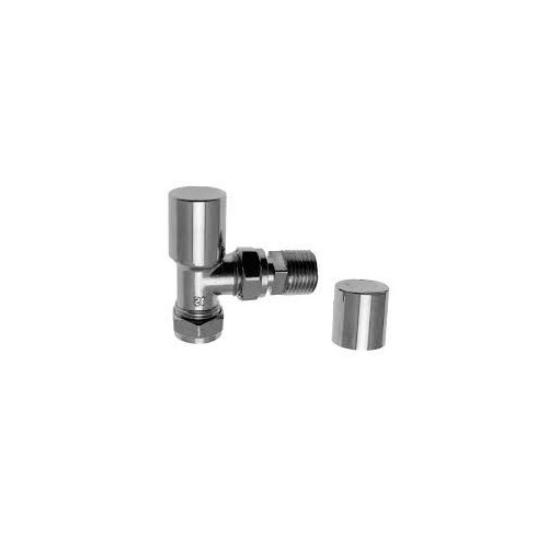 ENKI RF001 Pair Angled Chrome Towel Rail Radiator Valves Taps Round 