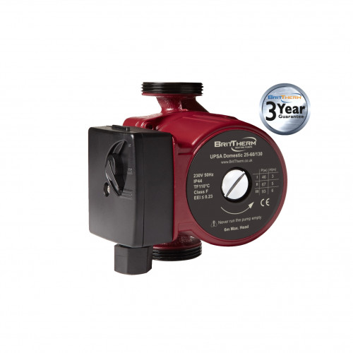 BritTherm UPSA 25-60/130 3 Speed Domestic Heating Circulating Pump