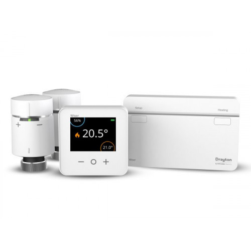 Drayton Wiser Thermostat Kit 1 Single Channel Smart Thermostat Control + 2 Smart TRV Heads 