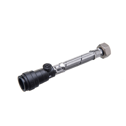 Flexible Tap Connector With Isolation Valve Push Fit- 22mm x ¾" x 300mm 