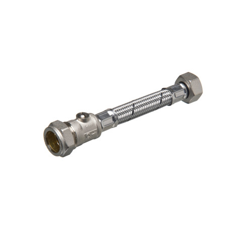 Flexible Tap Connector With Isolation Valve - 22mm x Â¾" x 300mm 