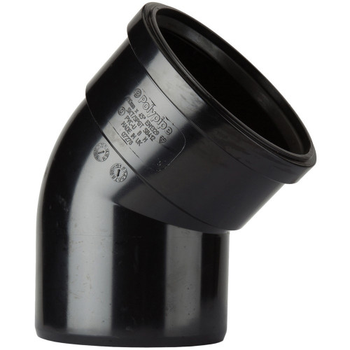 Polypipe 45° Elbow Single Socket (Black) - 82mm 