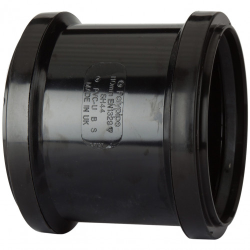Polypipe Double Pipe Coupling (Black) - 82mm 