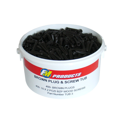 Twinstart Bright Zinc Countersunk Woodscrews 5mm x 50mm + Brown Wall Plug - 400 