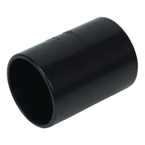 Floplast ABS Solvent Weld Straight Coupling (Black) - 50mm  