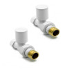 Modern Round Radiator Valves Straight White - Pair