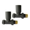 Modern Round Radiator Valves Straight Anthracite - Pair