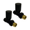 Modern Round Radiator Valves Straight Black - Pair