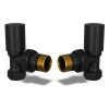 Modern Round Radiator Valves Angled Black – Pair