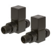 Modern Square Radiator Valves Corner Black – Pair