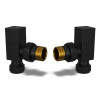 Modern Square Radiator Valves Angled Black – Pair