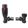 Modern Angled Thermostatic Radiator Valve & Lockshield Valve Anthracite -