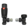 Modern Angled Thermostatic Radiator Valve & Lockshield Valve Black