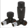 Modern Corner Thermostatic Radiator Valve & Lockshield Valve Black -